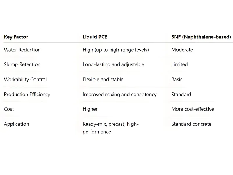 Liquid PCE vs Traditional Superplasticizers (SNF): How to Choose?